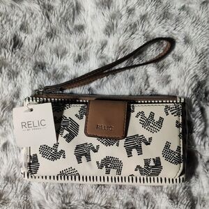 Relic by Fossil Black and Cream Elephant Wristlet